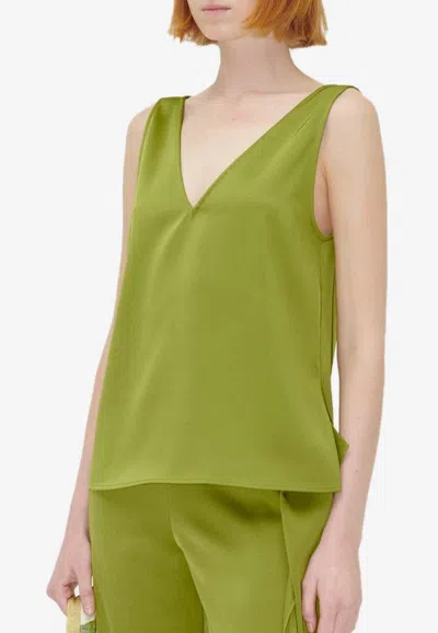 Stine Goya Elanor V-neck Sleeveless Top In Green