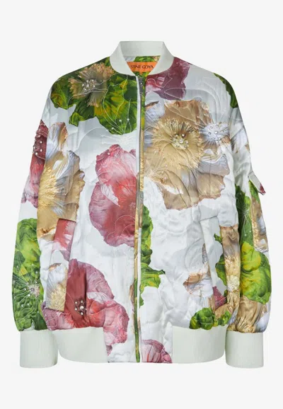 Stine Goya Norea Floral Rhinestone Detail Quilted Jacket In Multicolor