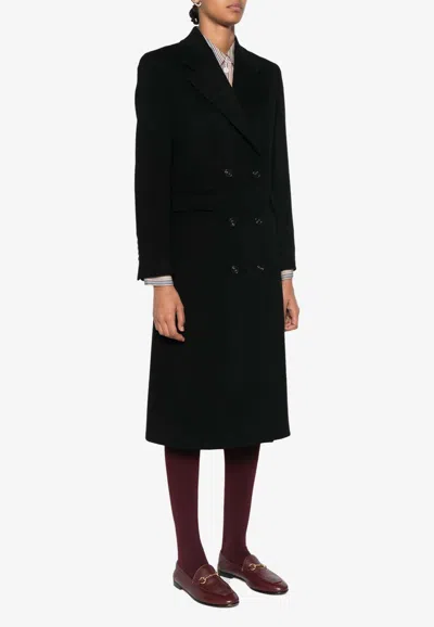 Paul Smith Double-breasted Long Coat In Black
