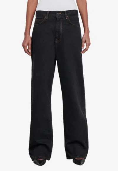 Wardrobe.nyc Wide-leg Low-rise Jeans In Black