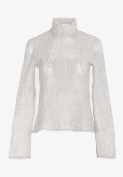 Charo Ruiz Sabhy Embroidered Sheer Top In Ivory