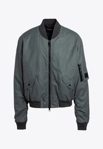 Dolce & Gabbana Classic Flight Bomber Jacket In Grey