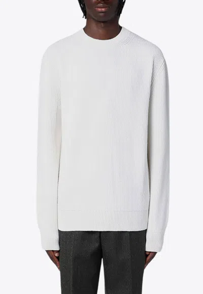 Zegna Oasi Ribbed Cashmere Sweater In White