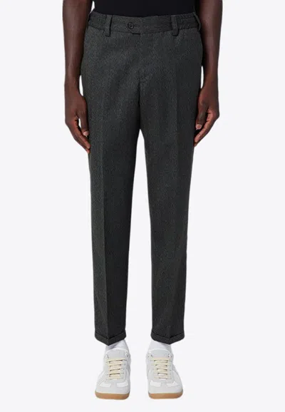 Pt Torino Wool Trousers With Concealead Closure In Gray