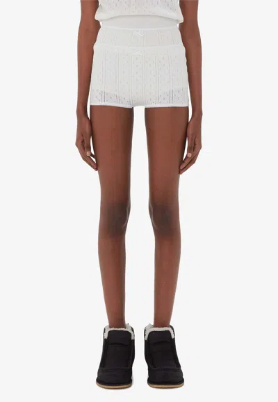 Jw Anderson Double-layer Pointelle Shorts In White
