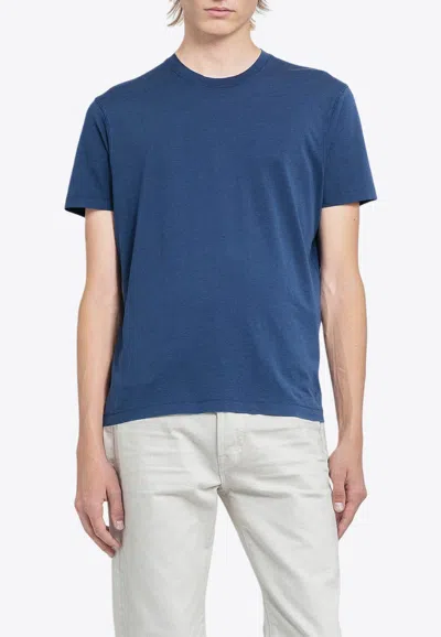 Tom Ford T-shirt With Round Neck And Short Sleeves In Blue
