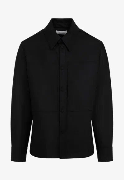 Jil Sander Long-sleeve Wool Shirt In Black
