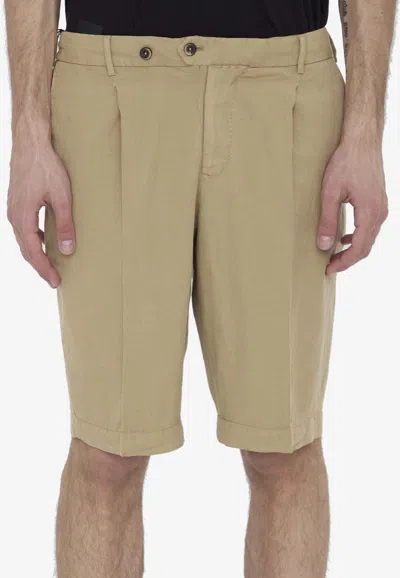 Pt Torino Elasticated Bermuda Shorts With Rear Flap Pockets In Beige