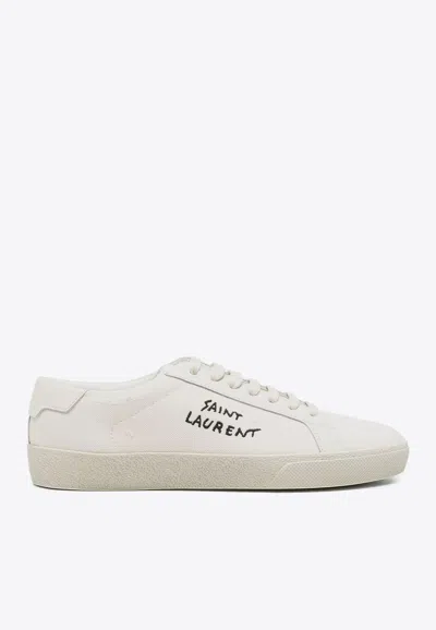 Saint Laurent Court Classic Canvas Sneakers In White