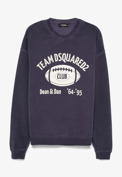 Dsquared2 Logo Print Crewneck Sweatshirt In Blue