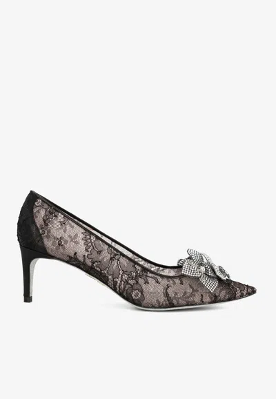 René Caovilla Crystal-embellished Pumps In Black