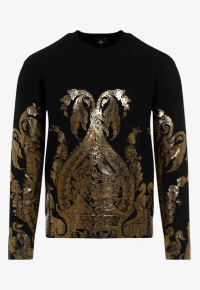 Etro Metallic Jacquard Crewneck Sweater In Multicolor
