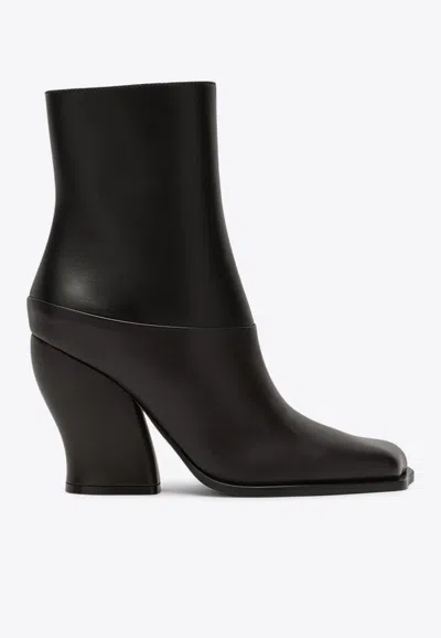 Loewe Two-tone Leather Onda Ankle Boots In Black