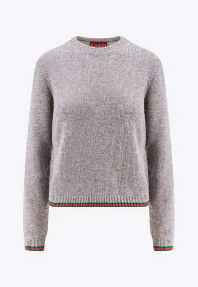 GUCCI WEB STRIPE CASHMERE SWEATER 