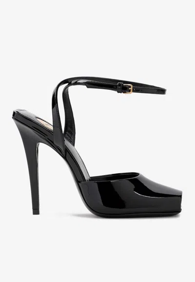 Saint Laurent La Scandale Patent Heels In Black