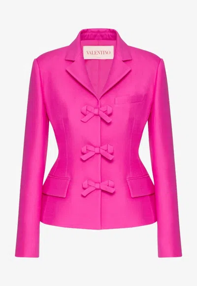 Valentino Garavani Bow Detail Crepe Couture Blazer In Pink