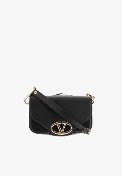 Valentino Vlogo Signature Leather Crossbody Bag In Black