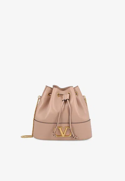 Valentino Garavani Mini Bucket Bag In Nappa With Vlogo Signature Chain Woman Rose Cannelle Uni In Pink
