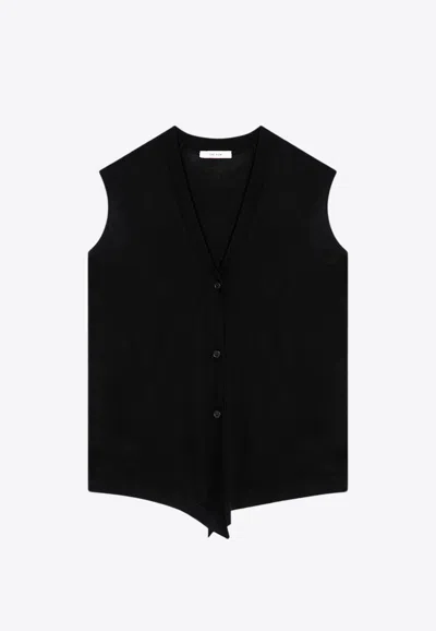 The Row Harrell Wool Knit Vest In Black