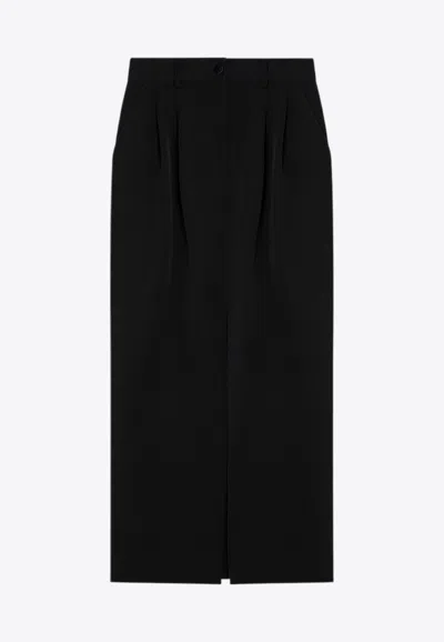 Dolce & Gabbana Black Gabardine Wool Pencil Skirt In Black