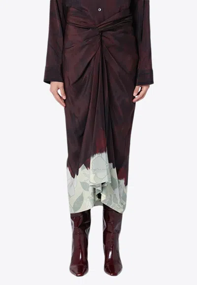 Dries Van Noten Woman Midi Skirt Chocolate Brown Size 12 Silk In Brown