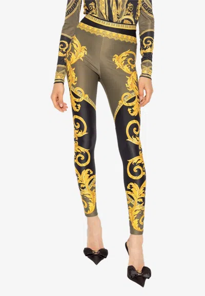 Versace Baroque Print Lycra Leggings In Black