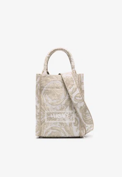 Versace Mini Barocco Athena Tote Bag In Beige