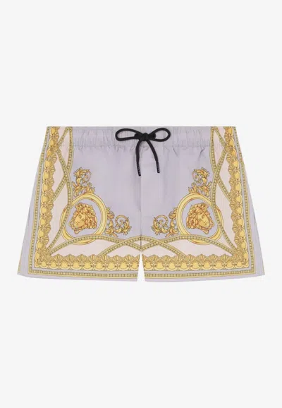 Versace La Coupe Des Dieux Swim Shorts In Gray