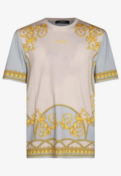 Versace Barocco-print Cotton T-shirt In Multicolor