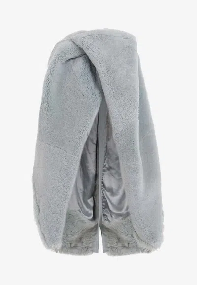 Rick Owens Short Masto Shearling Cape Women In Blue