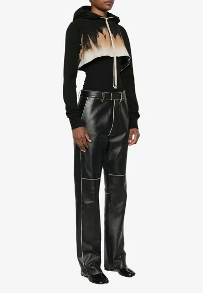 Rick Owens Drkshdw Tie-dye Cropped Hoodie In Black