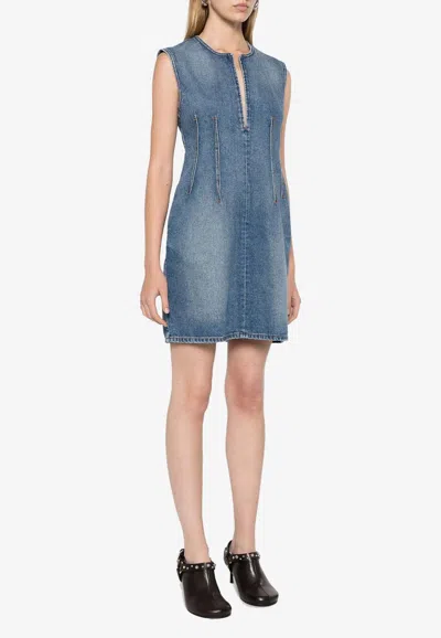 Stella Mccartney Denim Mini Dress In Blue