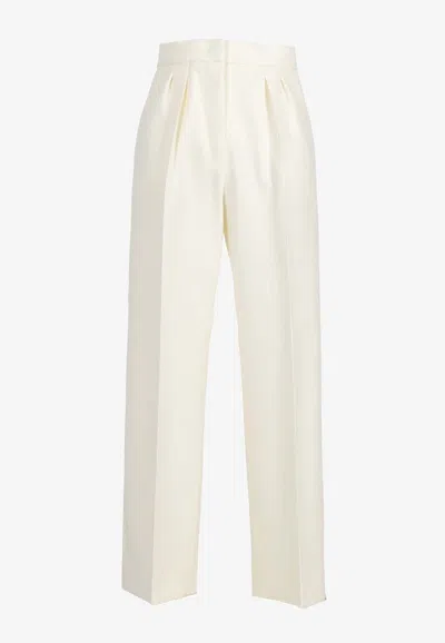 Max Mara Verbano Slim-fit Stretch-wool Trousers In White