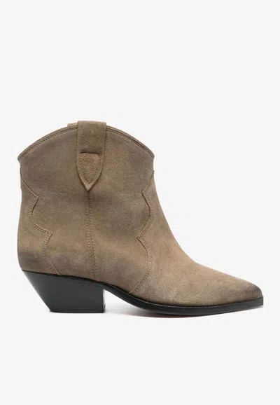 Isabel Marant Taupe Brown Calf Leather Texano Style Boots In Taupe