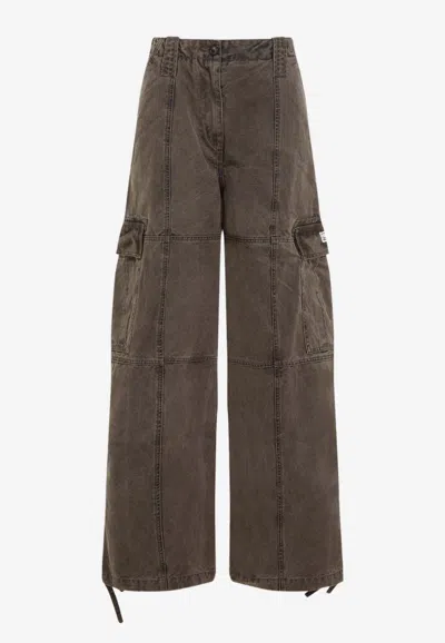Kenzo Dyed Canvas Cargo Pants In Taupe