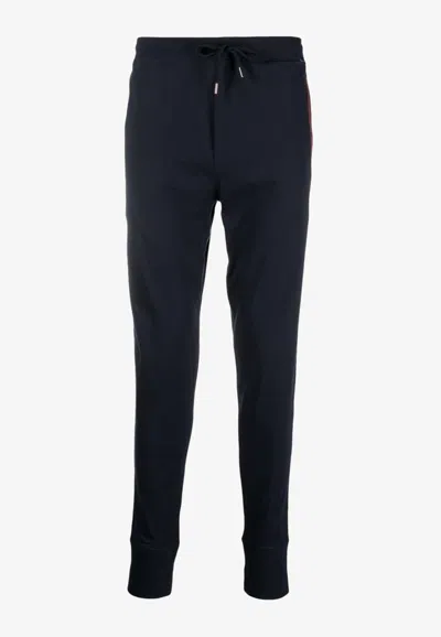 Paul Smith Cotton Lounge Trousers Ribbed Ankles In Blue
