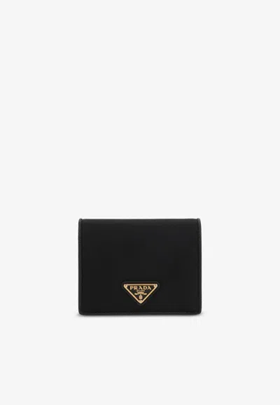 Prada Re-nylon Triangle Logo Wallet In Black