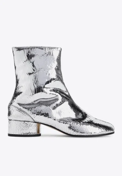 MAISON MARGIELA TABI 30 ANKLE BOOTS IN METALLIC LEATHER 