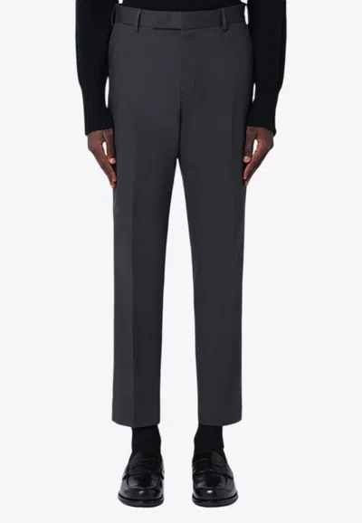 Pt Torino Wool Trousers With Concealead Closure In Gray