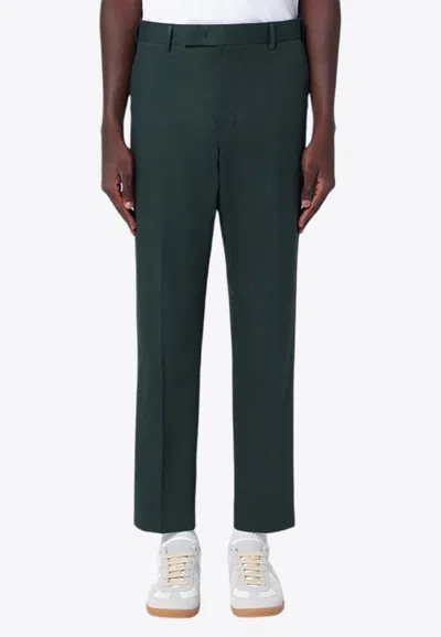 Pt Torino Cotton Trousers With Back Pockets And Belt Loops In Green