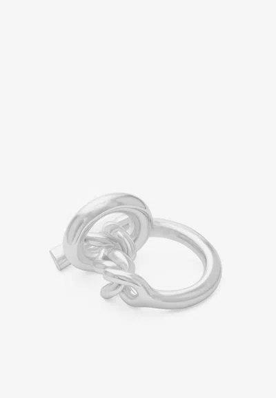 Pre-owned Hermes Croisette Gm Ring In Silver