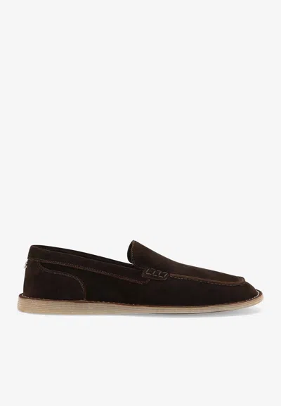 Dolce & Gabbana Suede Loafers In Brown