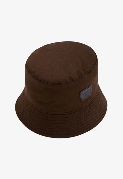 Dolce & Gabbana Drill Logo-appliqué Bucket Hat In Brown