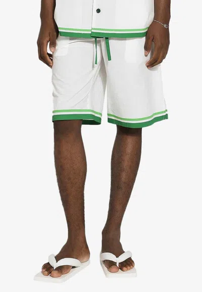 Dolce & Gabbana Majolica Print Cotton Shorts In White