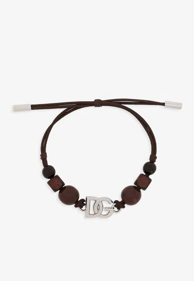 Dolce & Gabbana Dg Logo Cord Bracelet In Multicolor