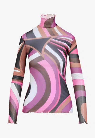 Shop Pucci Iride Print Tulle Top In Multicolor