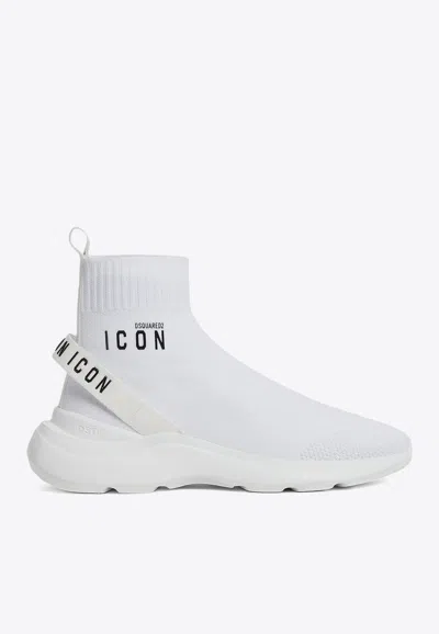 Dsquared2 Logo-print Sock Sneakers In White