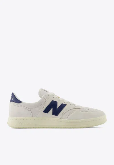 New Balance T500 Low-top Sneakers In Sea Salt With Navy And Angora In White