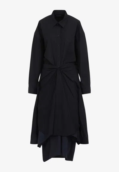 Balenciaga Maxi Layered Shirt Dress In Black