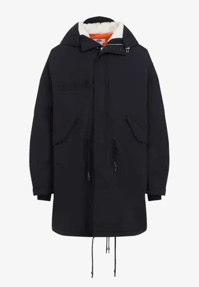 Junya Watanabe Ribbed Cuff Drawstring Coat In Black